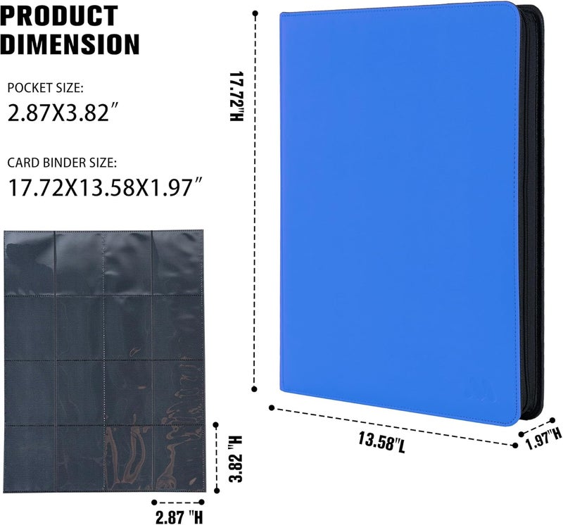 MORABTO Premium 1000+ Pockets Card Binder,16 Pockets Trading Card Binder Ringless Side Loading Trading Card Album Folder for TCG -Light Blue - Image 5